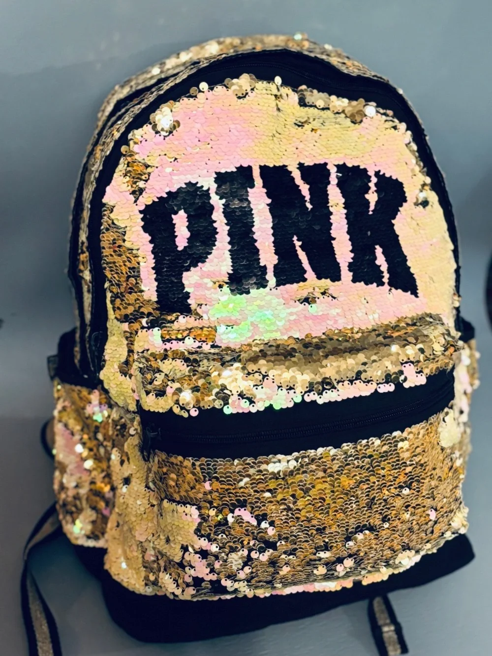 Pink Victoria’s Secret Iridescent Backpack With Laptop Pocket